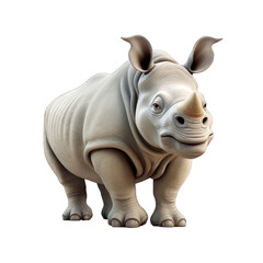 Obraz premium Rhinoceros cartoon character on transparent Background