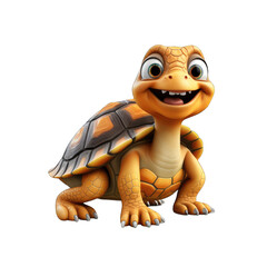 Fototapeta premium Tortoise cartoon character on transparent Background