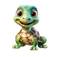 Fototapeta premium Tortoise cartoon character on transparent Background