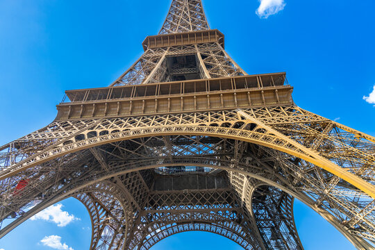 Low angle view of the Eiffel Tower in Paris, France