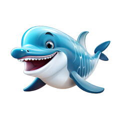 Obraz premium Whale cartoon character on transparent Background