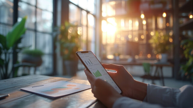 business people investor analyze financial graph chart diagram on mobile smart phone, stock market, financial business, business strategy, investment, digital technology, trading statistics concept - Powered by Adobe