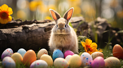 Fototapeta na wymiar Realistic cute easter bunny