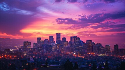 Obraz premium Dramatic City Skyline at Twilight
