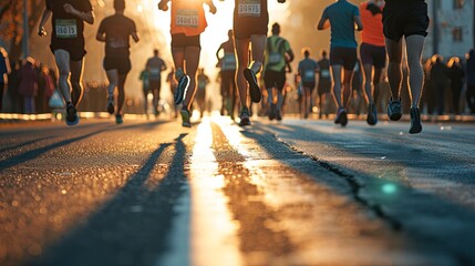 City Marathon Runners on Urban Streets