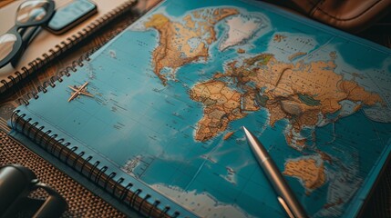 Planning Travel Itinerary on World Map