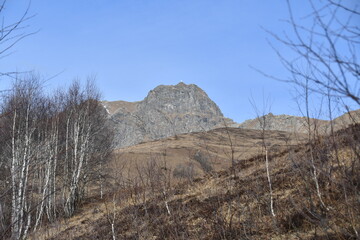 Mount Mucrone, the symbolic mountain of the Biella area, seen going up the Elvo valley.