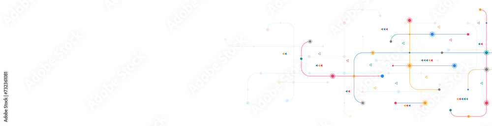 Poster digital technology concept with integrated circuit and network communication elements