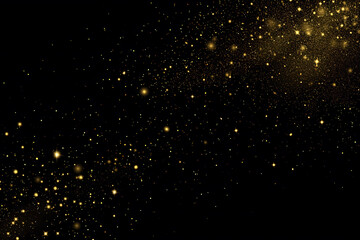 Fototapeta na wymiar Golden Sparkling Particles on Black Background for Festive Design