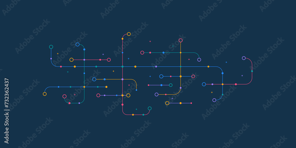 Poster digital technology concept with integrated circuit and network communication elements