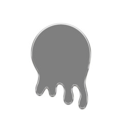 Chrome plated, liquid, round shape. Abstract dripping metal icon of liquid mercury. Aluminum mold design element isolated on transparent background. Futuristic style