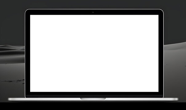 Laptop with blank white screen for designing text or images.