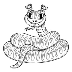 Cute snake sketch. Hand drawn line art illustration.