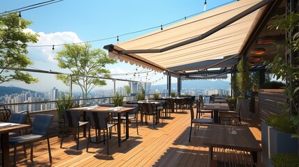Fototapeta premium Sunshade on Hospitality Terrace