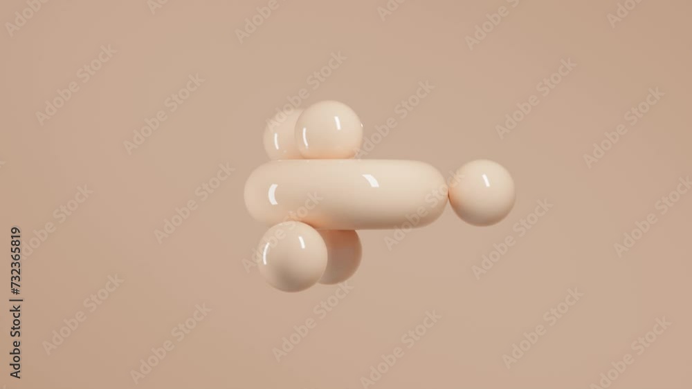 Poster modern abstract 3d motion graphic: toroidal background with spherical elements animation