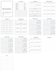 Editable 2024 Yearly Planner Kdp Interior printable template Design.