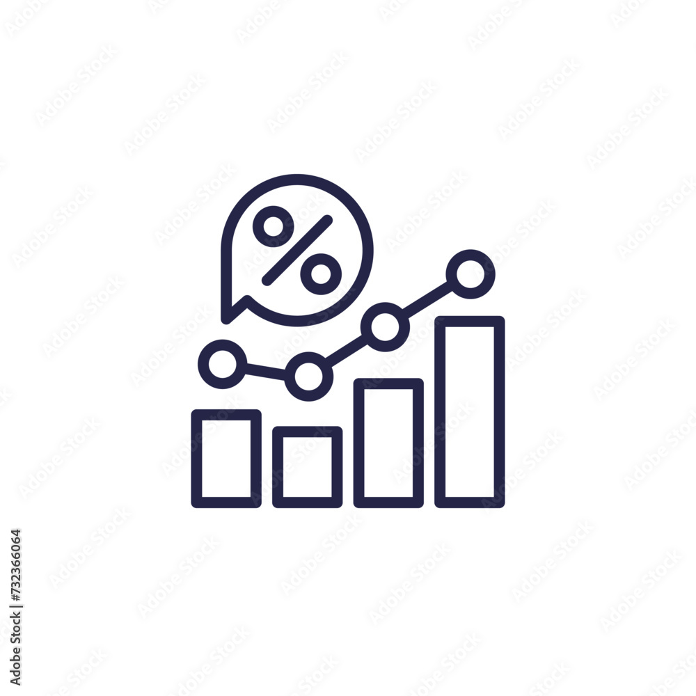 Poster high interest rate line icon with a graph