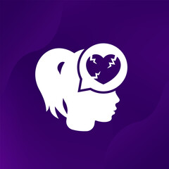 girl with broken heart icon, heartbreak vector design