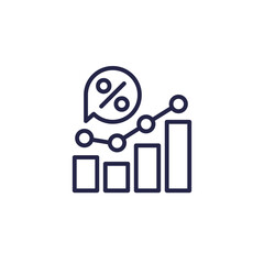 high interest rate line icon with a graph - obrazy, fototapety, plakaty