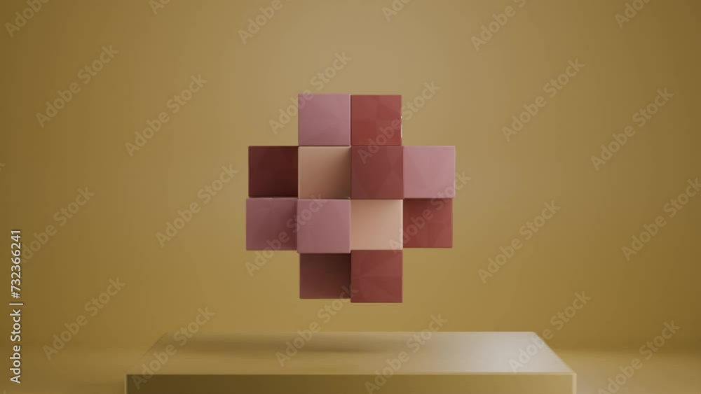 Poster exploring cubic dimensions: abstract 3d motion graphic loop with futuristic rendering