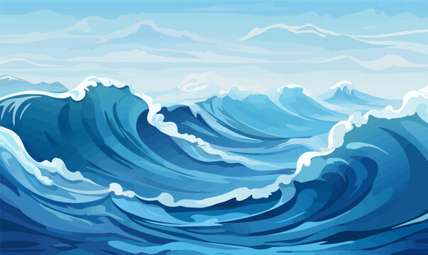 Calm ocean waves vector background -