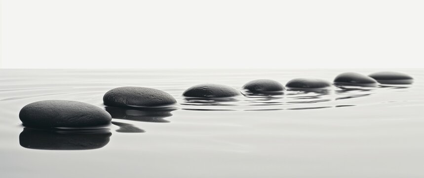 Zen Path of Stepping Stones in Misty Water
