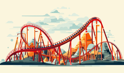 roller coaster vector flat minimalistic isolated vector style illustration - - obrazy, fototapety, plakaty