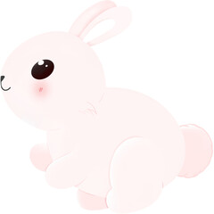Happy baby bunny cartoon illustration in pink, perfect for Easter and animal lovers