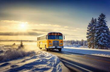 Fototapeta na wymiar bus in the snow