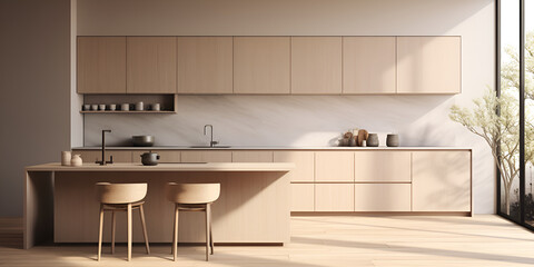 Fototapeta na wymiar Create a Cozy Modern Kitchen with this Home Mockup Interior Background 