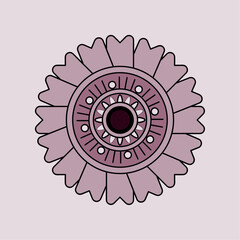 sunflower botanical logo vector, isolated flower henna sticker mandala for coloring, hand drawn flower