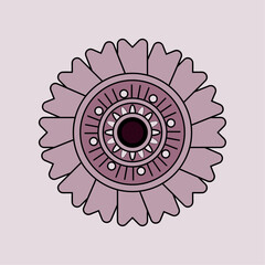 sunflower botanical logo vector, isolated flower henna sticker mandala for coloring, hand drawn flower