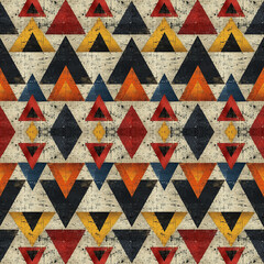Aztec Triangular seamless pattern - obrazy, fototapety, plakaty