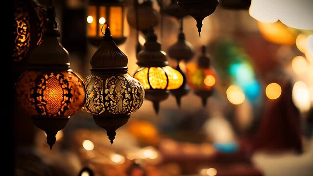Crafts and artwork candles in a Turkish or Middle East bazaar