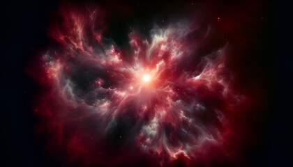 Fototapeta na wymiar Abstract astronomical phenomenon depicting a nebula's birth in vivid reds and pinks. Generative AI.