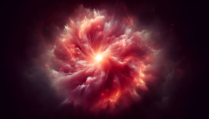 Radiant cosmic nebula with a luminous core, set against a dark space backdrop.
Generative AI.