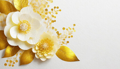 Gold and white flowers background