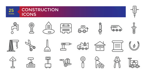 Building and construction icon set, icons collection