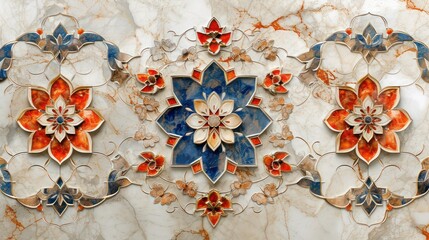 Fototapeta na wymiar Seamless pattern of floral floor marble background