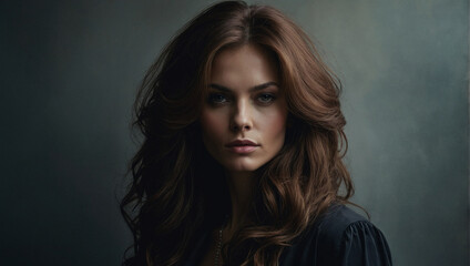 Fototapeta premium Portrait of a woman with luxurious hair. generative AI