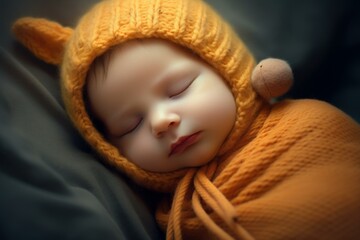 Peaceful Newborn baby sleeping. Love cradle. Generate AI