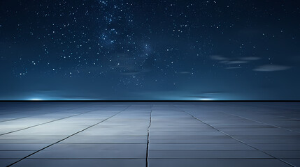 Empty concrete floor, 3D rendering sea view square with clear sky background