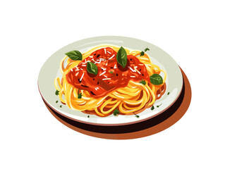 Noodles in a plate. Vector illustration