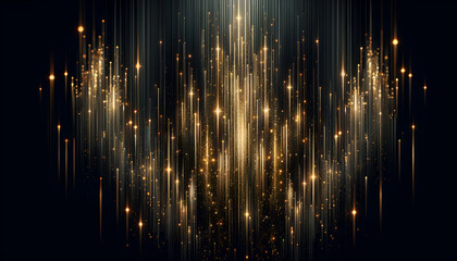 Abstract background with vertical golden light rays on a dark canvas, ideal for luxury design themes.
Generative AI.
