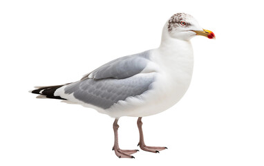Graceful Seagull Soaring Isolated on Transparent Background PNG.