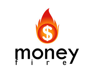 creative fire money coin logo design template