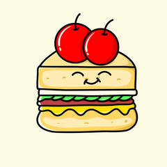 cute food illustration on a beige background