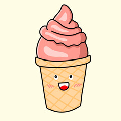 cute food illustration on a beige background