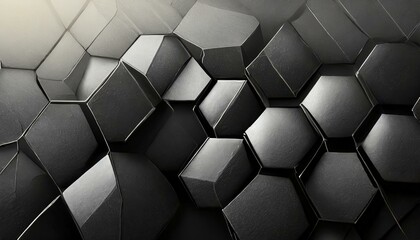 Black and white hexagon background - obrazy, fototapety, plakaty