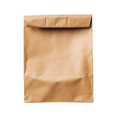 Brown craft paper bag packaging template isolated on white background.